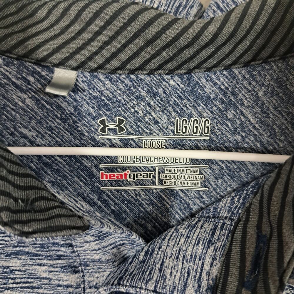 Under Armour Men's Heather Blue Loose Heat Gear Polo Large - Picture 5 of 7